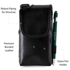 Turtleback Holster Belt Case Compatible with Sonim XP8 Black Vertical Holster Leather Pouch with Heavy Duty Rotating Ratcheting Belt Clip