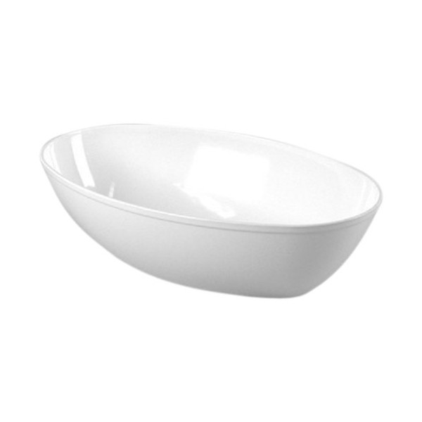 CaterLine Luau 64-Ounce Heavyweight Plastic Oval Serving Bowl, White (50-Count)