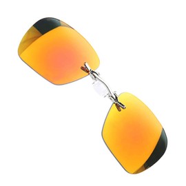 Retro Clip On Nose Rectangular Sunglasses Matrix Morpheus Movie rimless (Silver, Red)