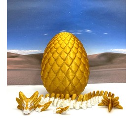 3D Printed Axolotl Dragon with Dragon Egg, Articulated White and Pink Axolotl Dragon 8.25" Axolotl Dragon Fidget ADHD Autism Toy D041-GE