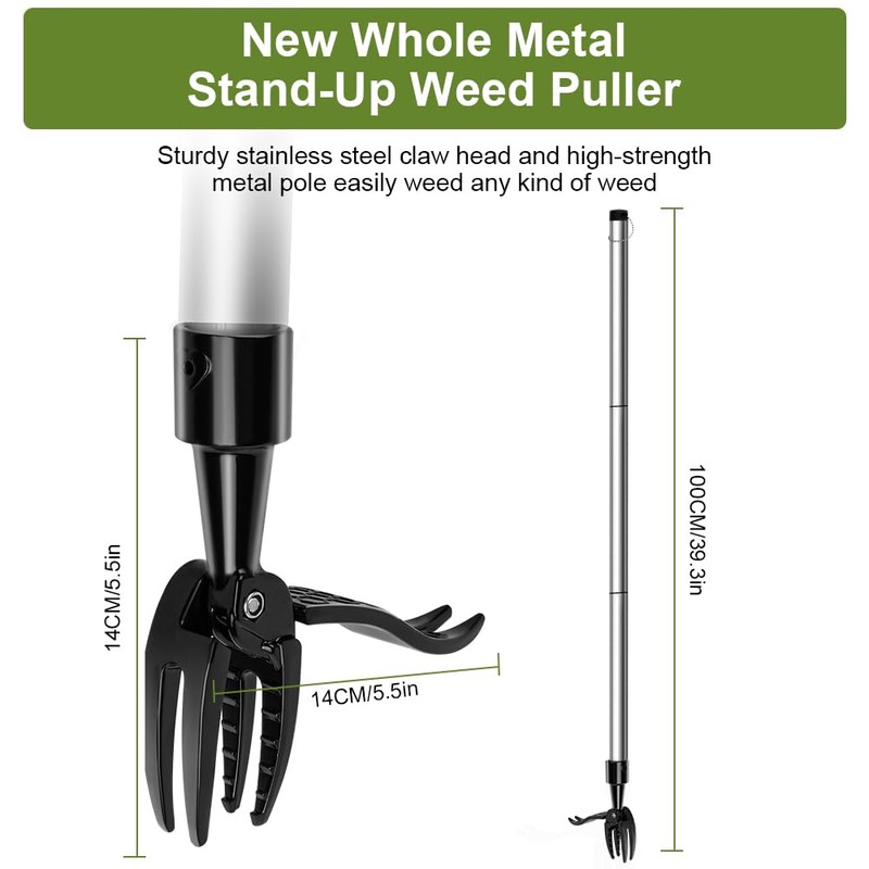 OFFCUP Stand Up Weeding Tool, Detachable Handle Weed Remover Tool,