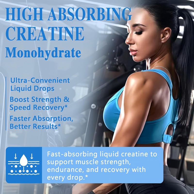 Creatine Liquid Drops - 98% High Absorption Creatine Monohydrate for