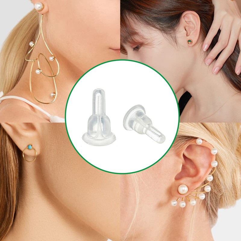 50pcs Silicone Earring Backs, Full-Cover Clear Earring Backs, Dust-Proof, Hypoallergenic