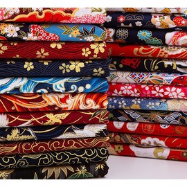 BrightGlow 100 x 150 cm Japanese Style Cotton Fabric Sold by the Metre Colourful Printed Sewing Fabrics with Flower Fan Flying Crane Cloths Cotton Cloth Dress Fabric Quilting Fabrics for Sewing Grey