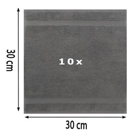 Betz 10 Piece Towel Set PREMIUM 100% Cotton 10 Face Cloths Size: 30 x 30 cm Colour: anthracite grey