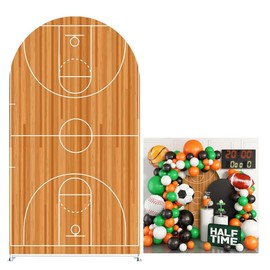 Iydamc Basketball Court Arched Backdrop Covers for Soprts Party Decoration Arch Stand Cover Baby Shower Birthday Decor Props (Only Cover)