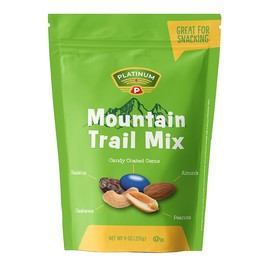 Platinum Mountain Trail Mix – Sweet & Crunchy Snack with Almonds, Cashews, Raisins & Chocolate Gems | Resealable 9 oz Bag for Heart-Healthy Energy & On-the-Go Nourishment