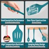 Silicone Cooking Utensils Set, E-far 7-Piece Blue Heat Resistant Kitchen