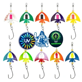 Njord Kalastus Wing Spoons Trout Set 4.5 g UV Active Trout Spoon Set Trout Bait 2025 Trout Bait Box Fishing Accessories Trout (5 x Rings & 5 x Inner Rotator)