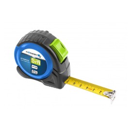 Högert Technik - Maßband 5m 19mm nylon 2-seitig - kompaktes, universell einsetzbares Bandmaß - Doppelseitiger Druck - automatischer Riemenwickelmechanismus - praktischer Gürtelclip