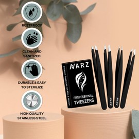 4Pcs Professional Tweezer for Facial Hair Women & Men Stainless Steel Precision Tweezers for Ingrown Hair Tweezers for Men & Women