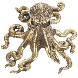 Alipis Mini Brass Octopus Figurine Feng Shui Octopus Statue Lucky Animal Sculpture Collectible Figure