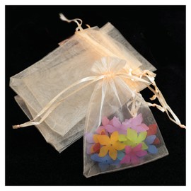 Drawstring Bag, Wrapping Bag, Kinchaku Bag, 5.1 x 7.1 inches (13 x 18 cm), 50 Pieces, Organza Drawstring Bag, Wrapping Bag, Small Separation Bag, Transparent, Potpourri Bag, Solid, Fragrant Bag,