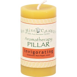 Bee Hive Candles 100% Pure Beeswax Aromatherapy Pillar Candle (2" x 3", Invigorating)