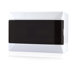 Lion Electric Surface-Mounted Power Box, 9 Modules, 1-Row DIN Rail Housing for Wet Rooms and All Indoor Areas, Fuse Box with Transparent Door, IP40, Small Distributor for Surface Mounting