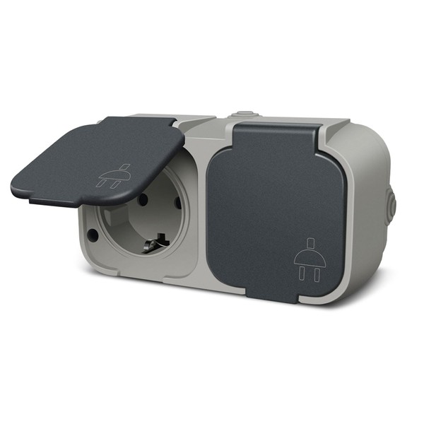 EXTRASTAR 2-Way Socket, IP54 Wet Room Socket, Outdoor Socket with