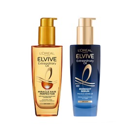 L’Oréal Paris Elvive Extraordinary Oil Nourished Hair Treatment Set, Ultimate Day & Night Routine for Dry Hair, Bundle 2 x 100ml
