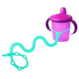 Goji Baby Botella elástica – Correa para portavasos – Taza para beber y correa de seguridad para juguetes – Mantén los elementos esenciales al alcance – Para niños de 0 a 36 meses – última intervensión de BPA y ftalatos [Aqua 1 unidad]