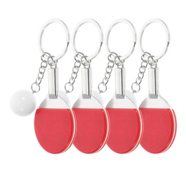 iplusmile 4pcs Table Tennis Keychain,Mini Tennis Racquet Keychain,Tennis Ski Holder,Pickleball Keychain,Baseball Pendant Keychain,Table Tennis Racket Keychain,Tennis Ski Ring,PVC, multicolor