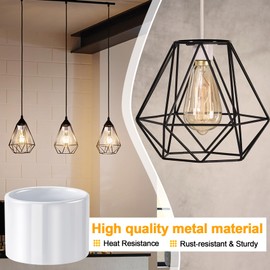 HINZIC 4Pcs White Light Socket Shade Rings 1-1/2 Metal Lamp Shade Collar Rings Compatible with Medium-Base Ceramic Sockets E26 E27 Ceramic/Porcelain Socket