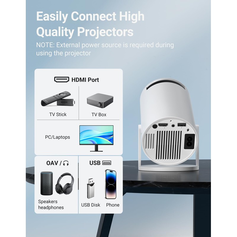 Mini Projector 180LM with WiFi 6 & BT 5.2 Native