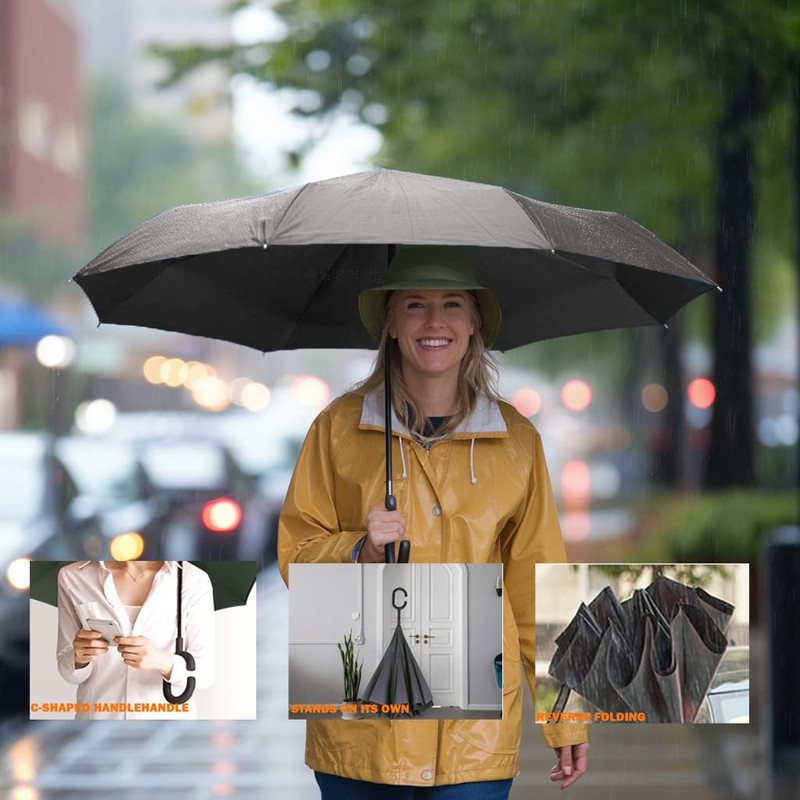 MRTLLOA 40/49/56 Inch Oversize Windproof Inverted Reverse Upside Down Umbrella,