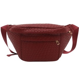 AYNKH Fashion Bum Bag Woven Pack with Adjustable Strap, Smooth Zip Large Compartments Leather Bag, Waterproof Stylish Travel Lightweight Waist Bag for Running Jogging Party Carnival