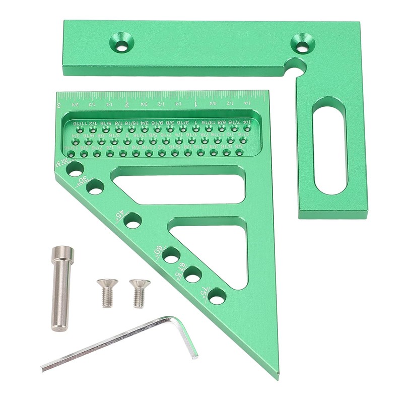 3D Carpenter's Square with Scriber, 22.5-90° Drawing Line Ruler with