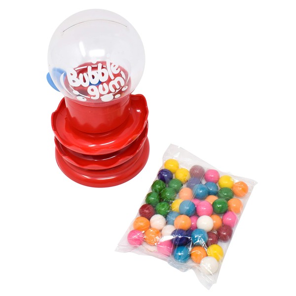 Sunny Days Entertainment Classic Gumball Bank with Gumballs - Spiral Style Bubble Gum Mini Candy Dispenser | Coin Money Bank for Kids - Receive Red or Yellow Machine Colors May Vary