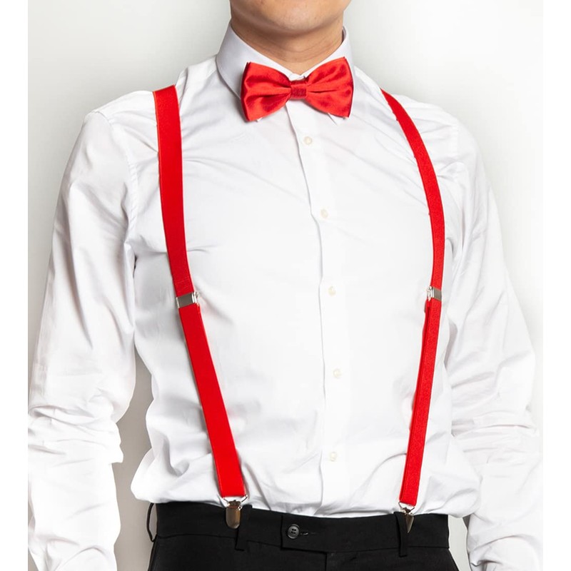 axy Men's Braces with Bow Tie - 4 Strong Clips