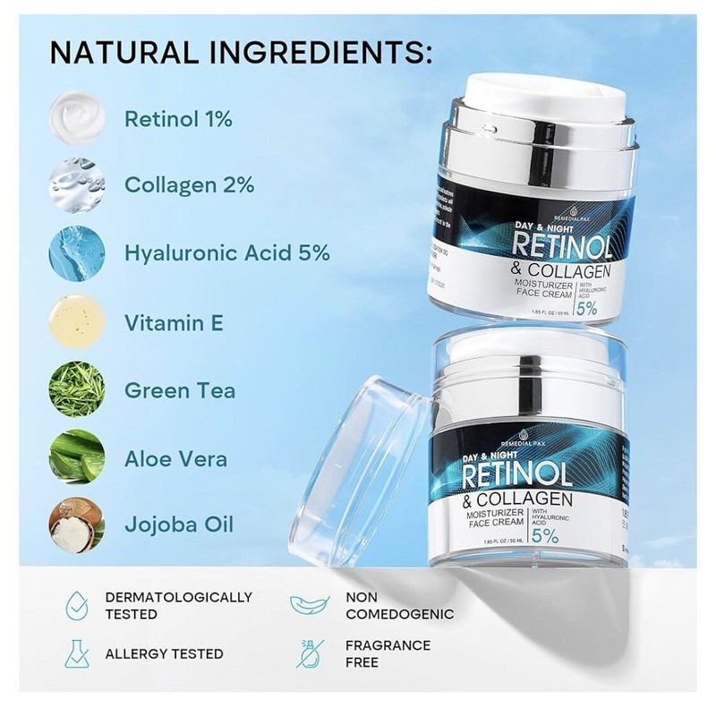 Remedial Pax Day & Night Retinol Collagen Moisturizer Face Cream