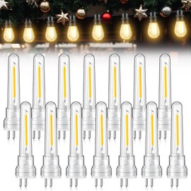 Meonum 14-Pack S14 Bulbs for Outdoor String Lights, 1.7W Dimmable S14 LED Replacement Bulbs, Shatterproof & Waterproof, 2700K Warm White Replacement Light Bulb for Outdoor Patio String Lights