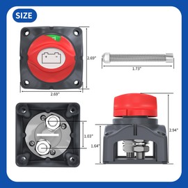 Joinfworld Joinfworld Battery Disconnect Switch 12V-48V Waterproof Marine Battery Cut Off Switch Master for Car Boat RV ATV UTV Vehicles