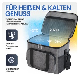 HELDENWERK Cool Bag for Food & Drinks, Insulated Thermal Bag, Leak-proof & Waterproof, Breakfast Bag, Picnic Lunch Bag, Thermal Bag, Dark Grey