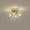 Modern Small Crystal Ceiling Light Fixture, 4-Light Gold Crystal Sputnik