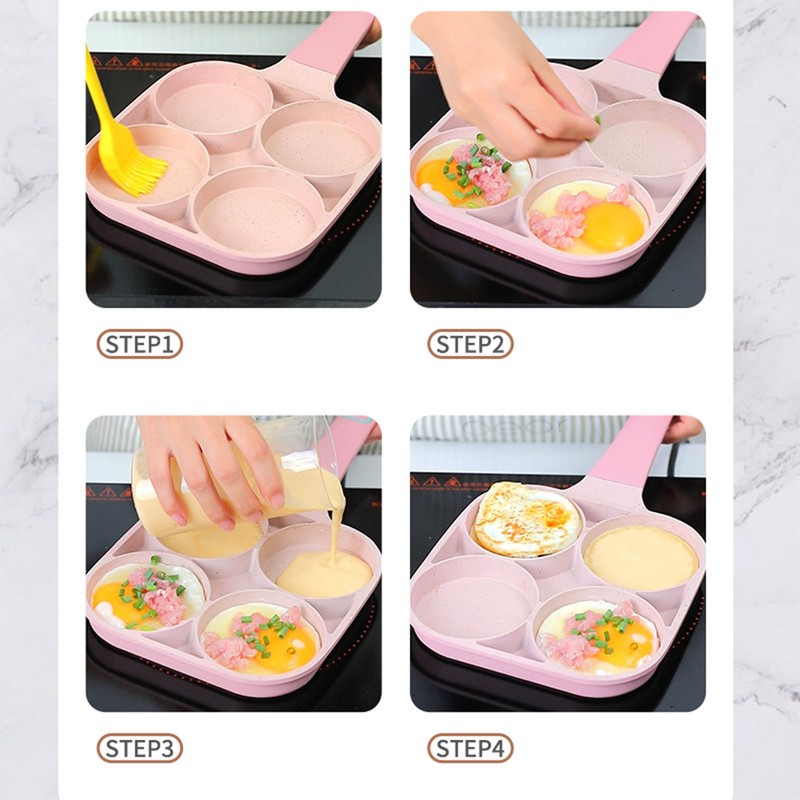 4 Hole Egg Frying Cooker Pan Non Stick Flat Bottom