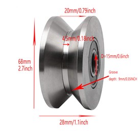 Chiloskit Heavy Duty 2.7 inch 304 Stainless Steel Sliding Gate Roller Wheel Bearing V Groove Guide Pulley Track Rail Rigid Caster Wheel for Lifting Swing Sliding Gate ((V Groove 2.7inch))