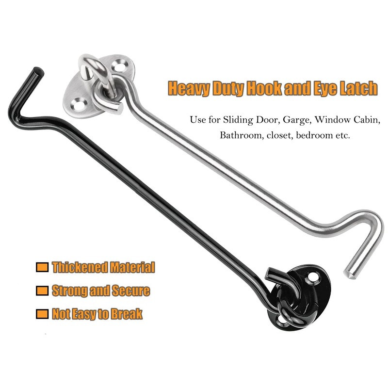 ZiYuya Hook and Eye Latch, Stainless Steel Gate Hook Cabin