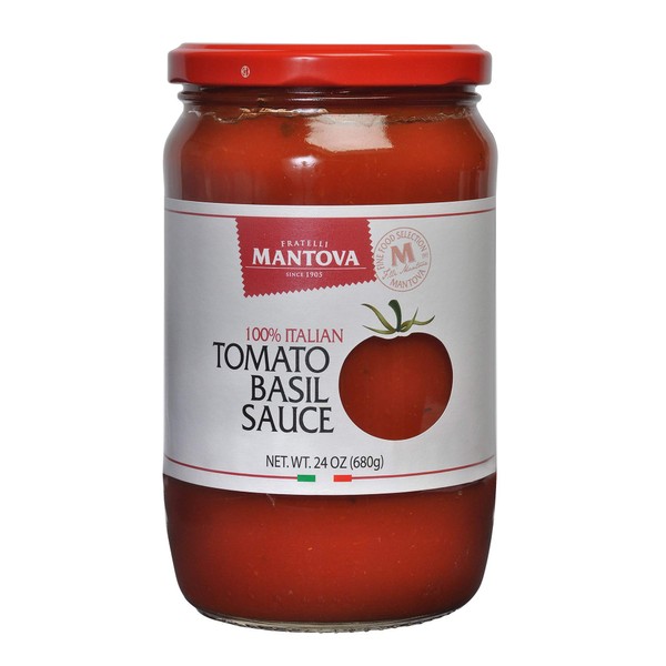 Mantova Italian Tomato Basil Sauce 24 ounce (Pack of 2), 100% Italian Tomatoes, Great Taste