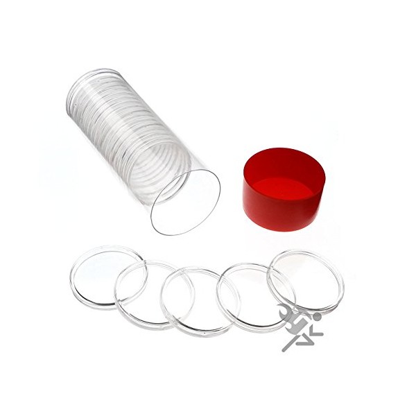 OnFireGuy Red Capsule Tube & 20 Air-Tite H39 Direct Fit Coin Holders for Standard Sized Casino Chips