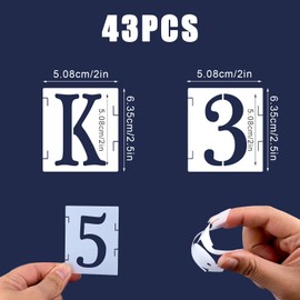 AIEX 43pcs 2 Inch Letter and Number Templates, Reusable Plastic Uppercase Letter Stencils Alphabet Stencils Punctuation Marks Symbol Numbers Craft Stencils for Scrapbook Painting DIY Craft