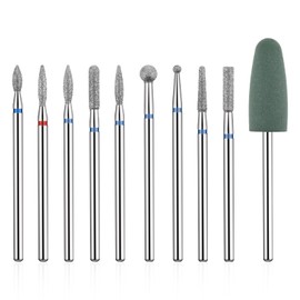10 PCS Nail Drill Bits Set for Manicure, Professional Russian Manicure Nail Diamond Bits, Cuticle Remover Nail Products for Manicure Pedicure for Home and Nail Salon