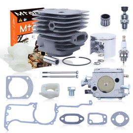 Mtanlo 52mm Big Bore Cylinder Piston Carburetor Overhaul Kit for Husqvarna 266XP 266 266SE XP SE 61 Parts Chainsaw Intake Spacer Manifold Adaptor Gasket Set with Decompression Valve