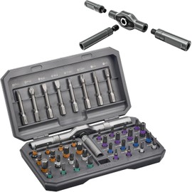 42 in 1 Magnetic Screwdriver Set, Multi Bit Ratcheting Screwdriver Set with Storage Case T Handle Repair Tool Kit for Computer, Eyeglass, Bicycles, Watch, Ring Doorbell, Furniture and DIY
