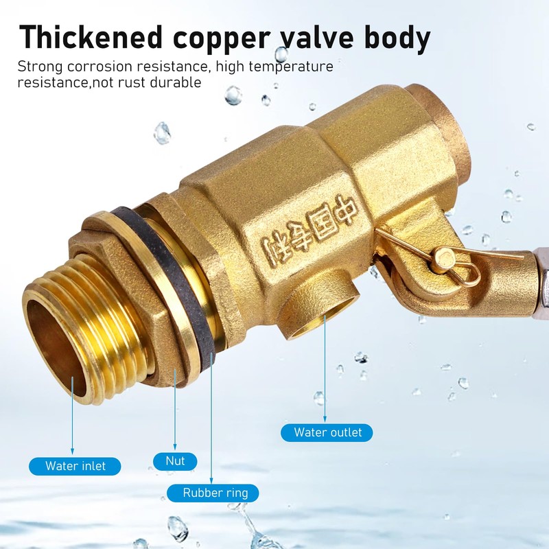 MUALROUS 1/2 Inch Brass Valve with Plastic Float Water Float
