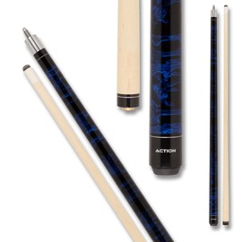 Action VAL05 Value Series Pool Cue - 58" Cue - Hard Maple Shaft with 13mm Boar Skin Tip - Blue and Black Swirl, 20oz