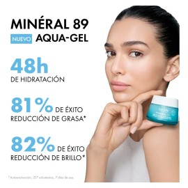 Vichy Minéral M89 Aqua-gel Hidratante y Matificante Ideal para Pieles Mixtas a Grasas, 50 ml
