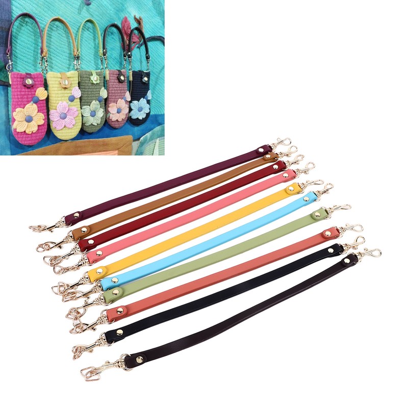 10Pcs Leather Bag Handles 12.2in Long 0.4in Wide Cattlehide Metal