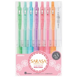 Zebra Sarasa Clip 0.5mm Ballpoint Pen, 8 Color Set (JJ15-8C-MK )