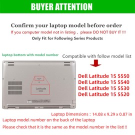 RUNMEIJIA Laptop Cover Case for Dell Latitude 5550/5540/5530/5520 2021~2024[not Compatible with Any Other Model] .2-in-1 PU Leather Detachable Notebook Sleeve Computer Bag Protective (Black)